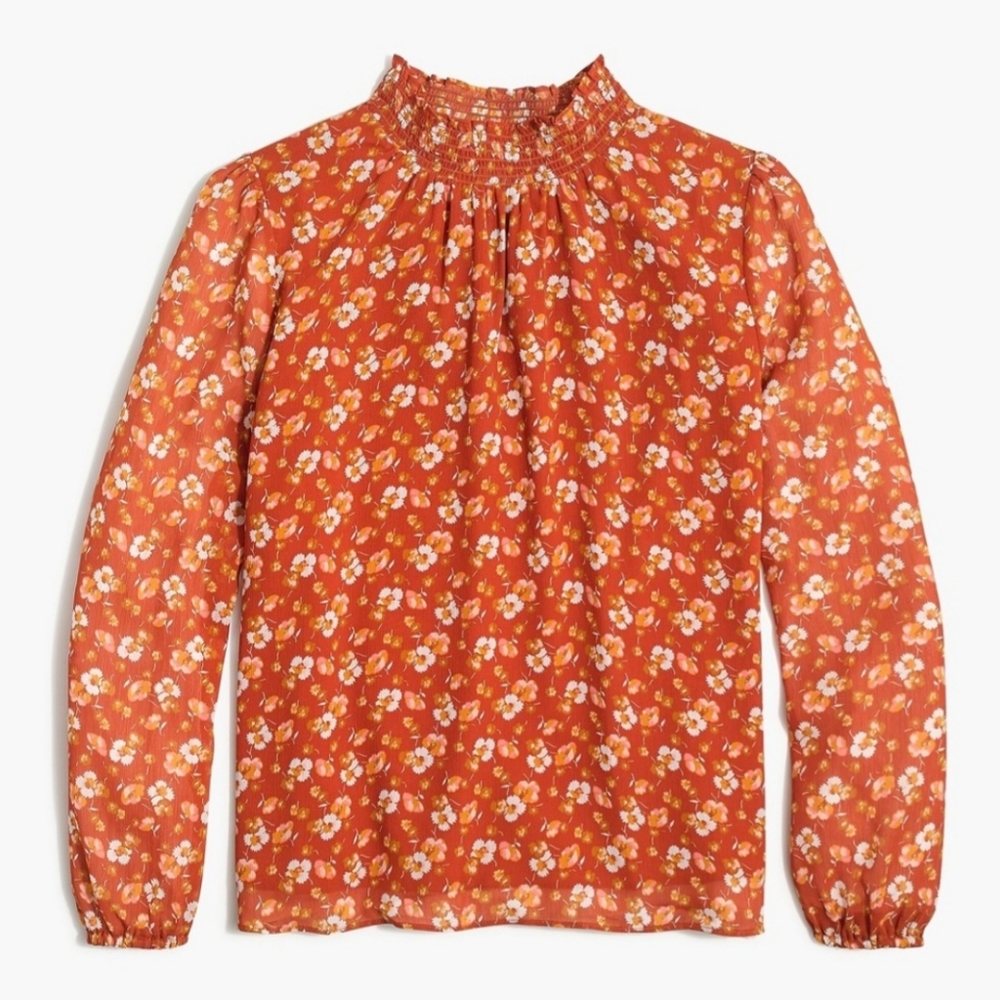 J.CREW Floral Smocked Spring Cottagecore Shirt Blouse